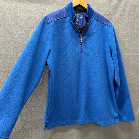 Tommy Bahama Jacket Mens Medium Blue 1/4 Zip Fleece Pullover Coastal RARE STYLE - Picture 3 of 7